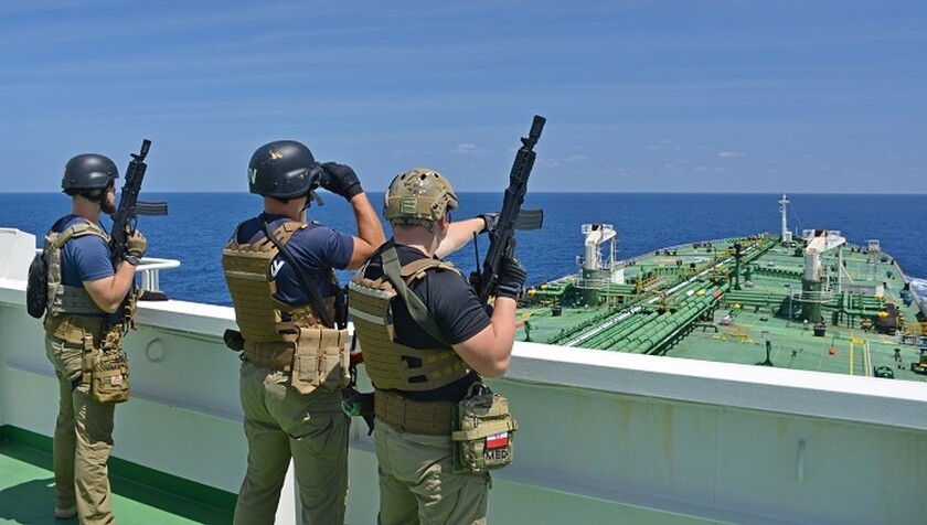 Armed guards aboard vessel in Gulf of Aden