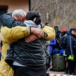 Ukrainian refugees on border